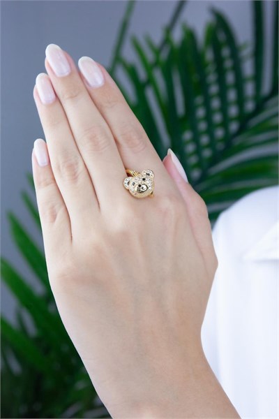 Gold Stainless Steel Bear Earrings