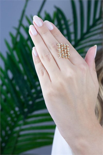 Gold Square Grid Earrings