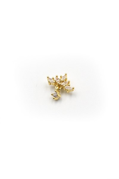 Gold Dangle Crown Tragus Helix Piercing – Hypoallergenic, Non-Tarnish