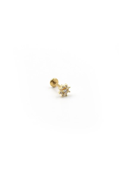 Gold Zircon Flower Tragus & Helix Piercing – Hypoallergenic, Non-Tarnish