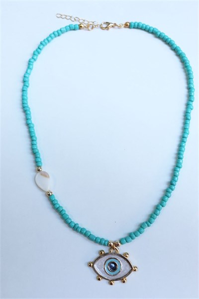 Eye Figure Turquoise Bead Necklace