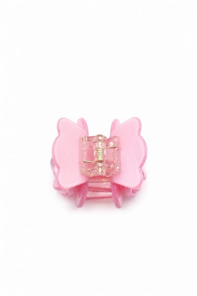 Bone-Style Hair Claw Clip with Rose Detail - Pink