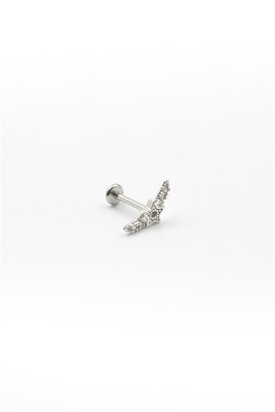 Silver Moon & Star Tragus & Helix Piercing – Elegant Design, Hypoallergenic, Non-Tarnish, 8 mm