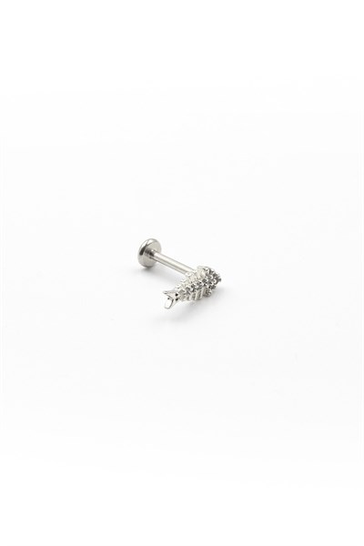 Silver Fishbone Tragus & Helix Piercing – Stylish Design, Hypoallergenic, Non-Tarnish
