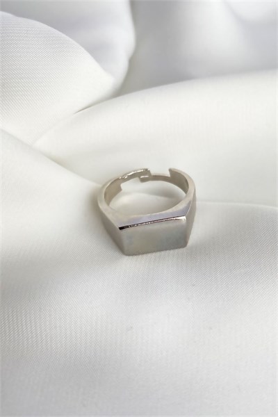 Silver Rectangular Knight Ring