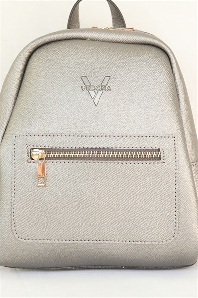 Silver Zippered Womens Backpack