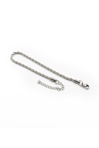 Men’s Rope-Chain Stainless Steel Bracelet - Silver-Tone, Adjustable Modern Design