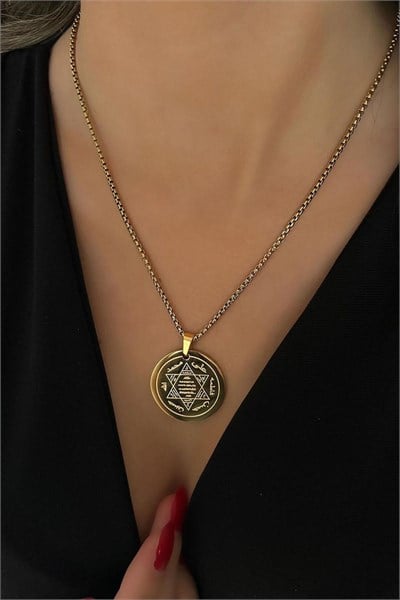Prophet Solomons Seal Stainless Steel Chain Necklace - Gold Color