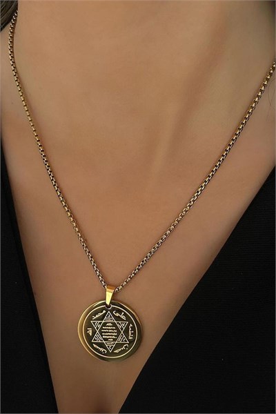 Prophet Solomons Seal Stainless Steel Chain Necklace - Gold Color
