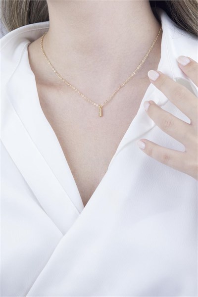 I Letter Gold Chain Necklace