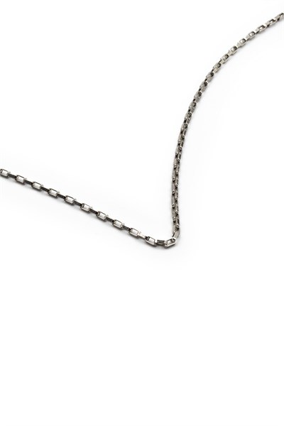 Men’s Slim Rectangular-Link Stainless Steel Chain Necklace - Silver-Tone, 55 cm, 2 mm, Tarnish-Resistant, Minimalist