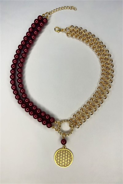 Pearl and Gold Chain Tree of Life Design Necklace