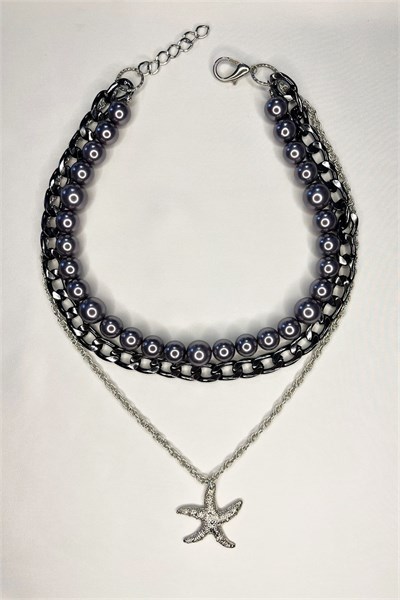 Pearl Chain Multi-Starfish Necklace