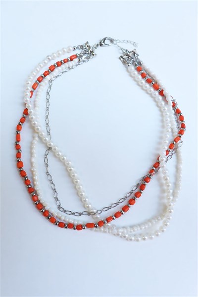 Pearl Orange Spiral Design Necklace
