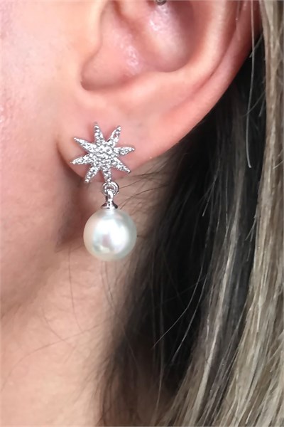 Pearl Star Silver Earrings