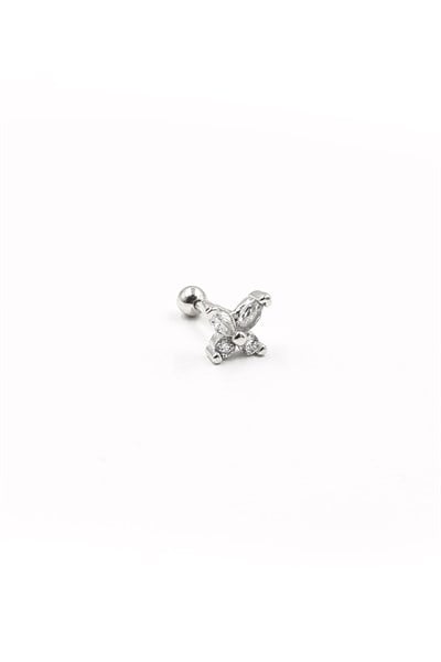 Sparkling Butterfly Zircon Tragus Piercing – Silver | Hypoallergenic, Non-Tarnish Finish