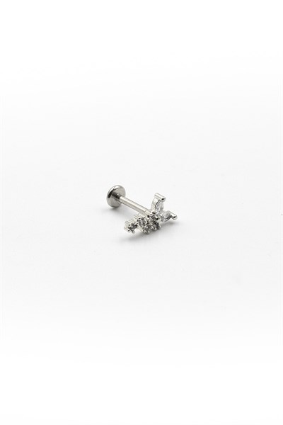 Sparkling Butterfly Design Tragus Piercing – Silver, Hypoallergenic Steel Bar