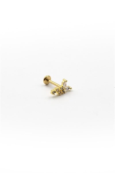 Sparkling Butterfly Design Tragus Piercing – Gold | Hypoallergenic, Steel Bar, 8 mm