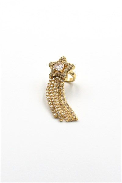 Sparkling Zircon Star Earcuff – Gold | Clip-On & Hypoallergenic Cartilage Earring