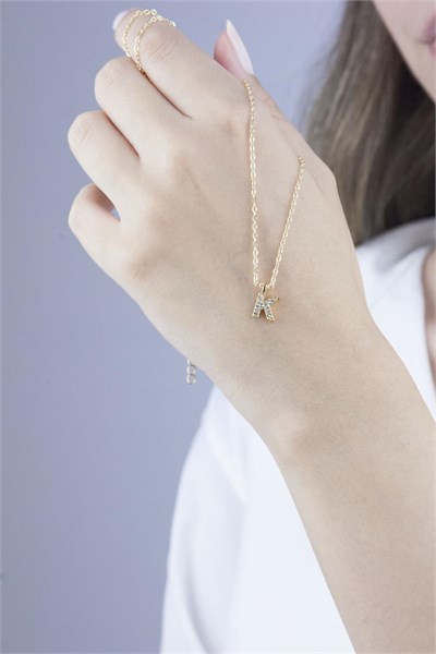 K Letter Gold Chain Necklace