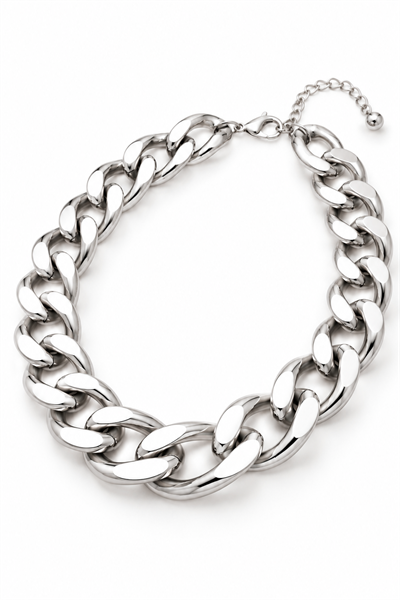 Thick Silver Colored Chain Necklace