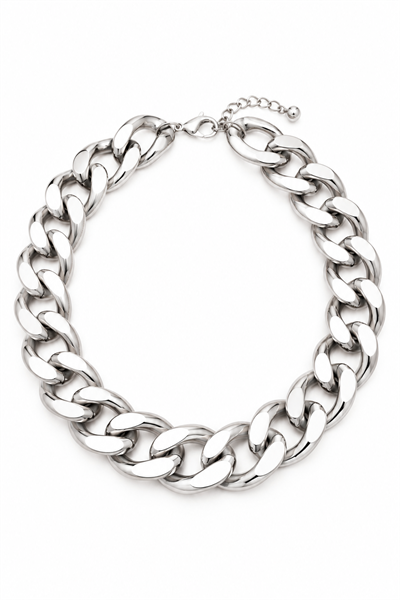 Thick Silver Colored Chain Necklace