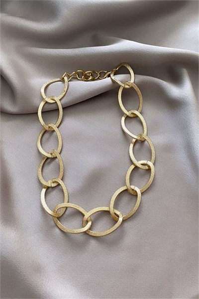 Thick Hoop Model Gold Colored Chain Necklace