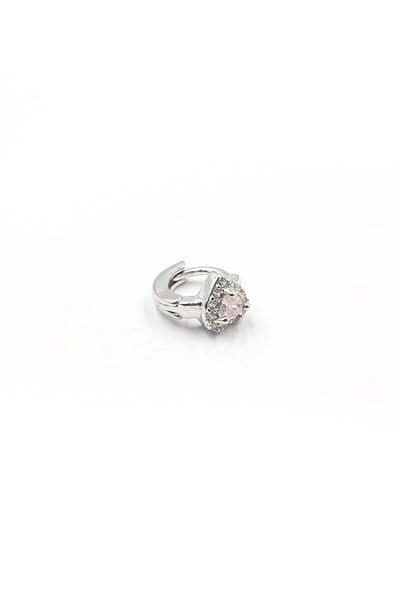 Heart-Shaped Pink Zircon Hoop Tragus Piercing – Silver | Hypoallergenic