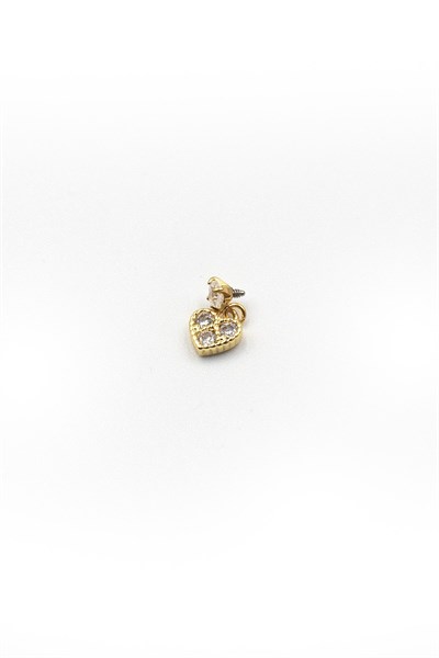 Heart Dangle Single-Stone Tragus & Helix Piercing – Gold | Hypoallergenic, Non-Tarnish, 8 mm