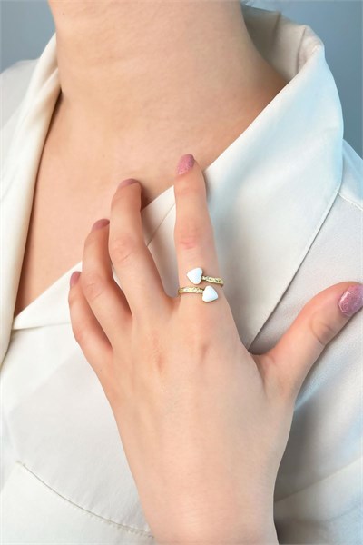 Heart Asymmetric Ring - White