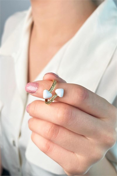 Heart Asymmetric Ring - White