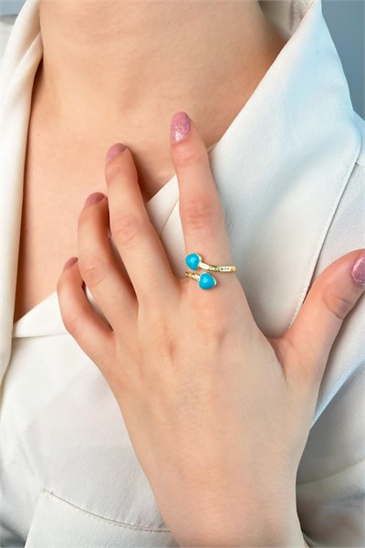 Heart Asymmetric Ring - Blue