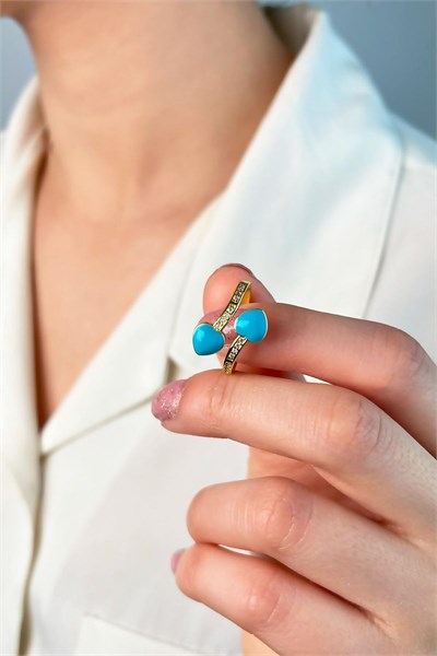 Heart Asymmetric Ring - Blue