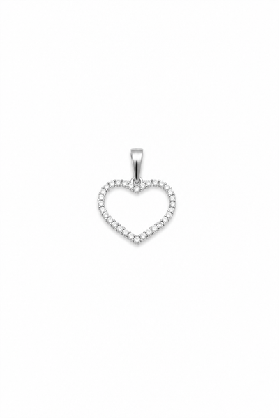 Xuping Heart-Shaped Pendant with Cubic Zirconia - Silver-Tone, Tarnish-Resistant