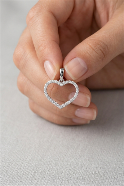 Xuping Heart-Shaped Pendant with Cubic Zirconia - Silver-Tone, Tarnish-Resistant