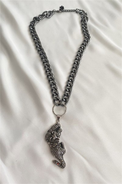 Tiger Winged Black Chain Necklace