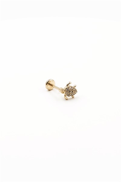 Turtle Design Zircon Tragus Piercing – Gold | Hypoallergenic, Long-Lasting Shine