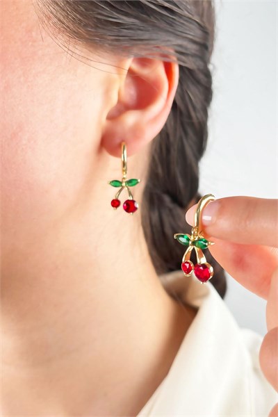 Cherry Earrings - Gold