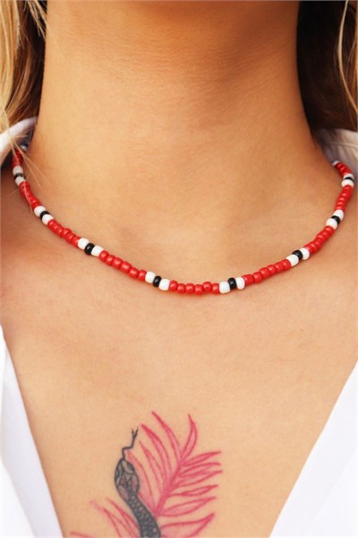 Red Design Bead Necklace