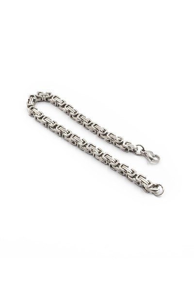 Men’s King-Chain Stainless Steel Bracelet - Silver-Tone, 5 mm Wide, Bold Masculine Design