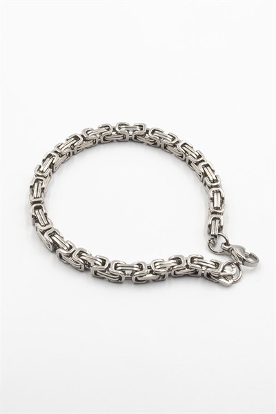 Men’s King-Chain Stainless Steel Bracelet - Silver-Tone, 5 mm Wide, Bold Masculine Design