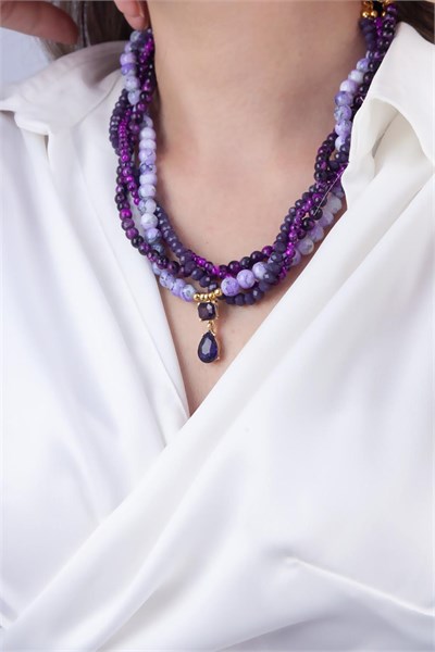 Crystal Stone Spiral Design Necklace