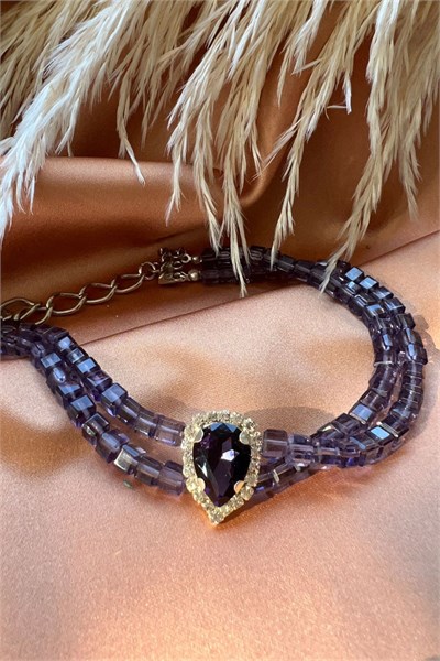 Crystal Winged Purple Necklace