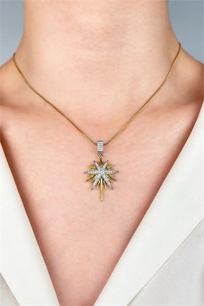 Polar Star Stainless Steel Necklace - Gold
