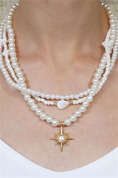 Polar Star Winged Pearl Design Necklace