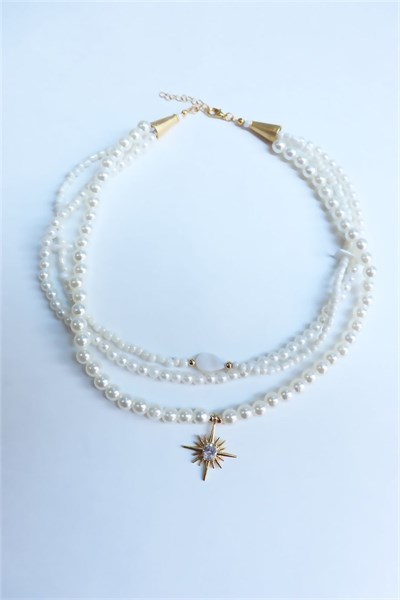 Polar Star Winged Pearl Design Necklace