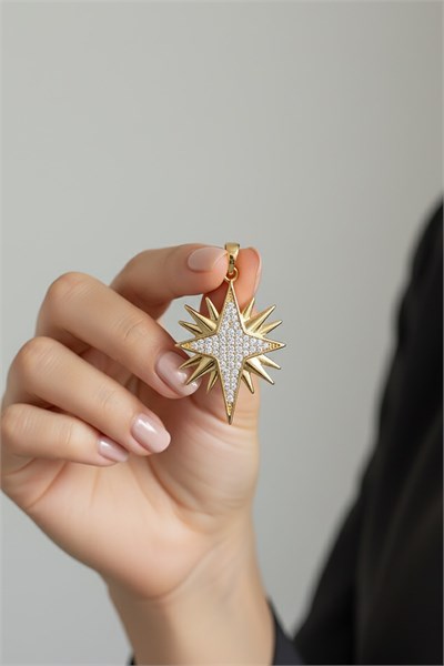 North Star Model Zircon Stone Xuping Non-Tarnish Necklace Pendant – Gold