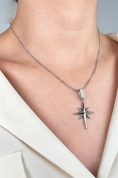 Northern Star Stainless Steel Necklace - Silver