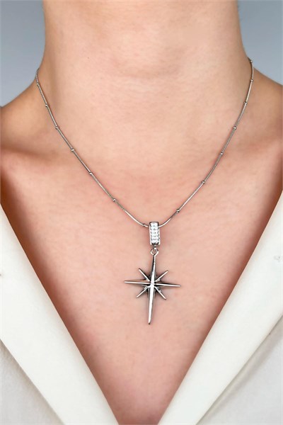 Northern Star Stainless Steel Necklace - Silver
