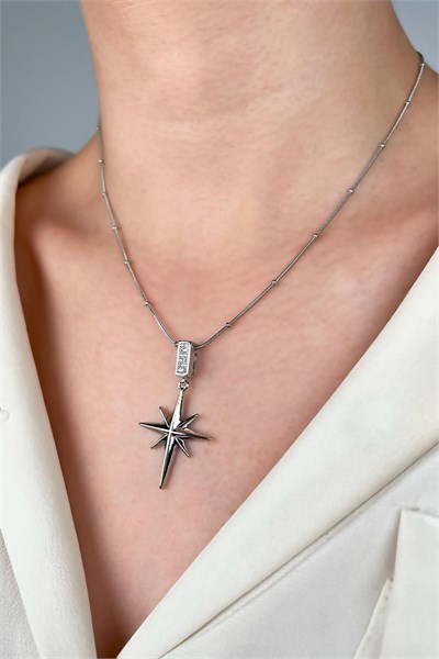 Northern Star Stainless Steel Necklace - Silver